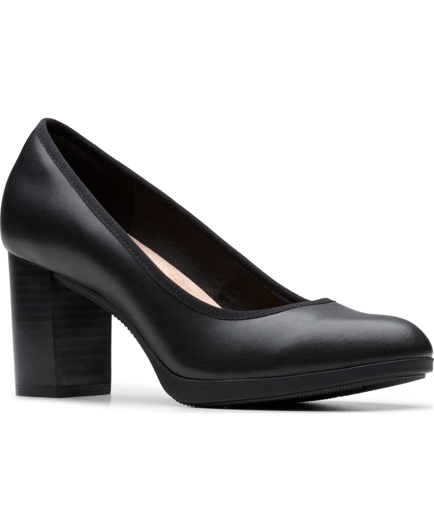 Женские туфли Clarks Bayla Carly Slip On Dress Pumps, цвет: Чёрный кожаный — фото 1