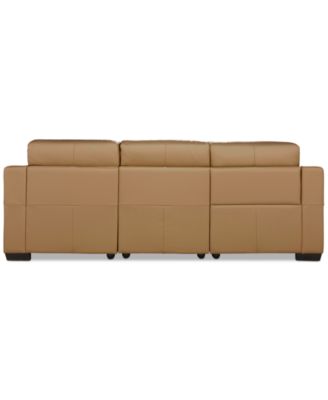 Julius II 3-Pc. Leather Chaise Sectional with 1 Power Recliner, Macy's Exclusive
