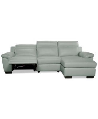 Julius II 3-Pc. Leather Chaise Sectional with 1 Power Recliner, Macy's Exclusive