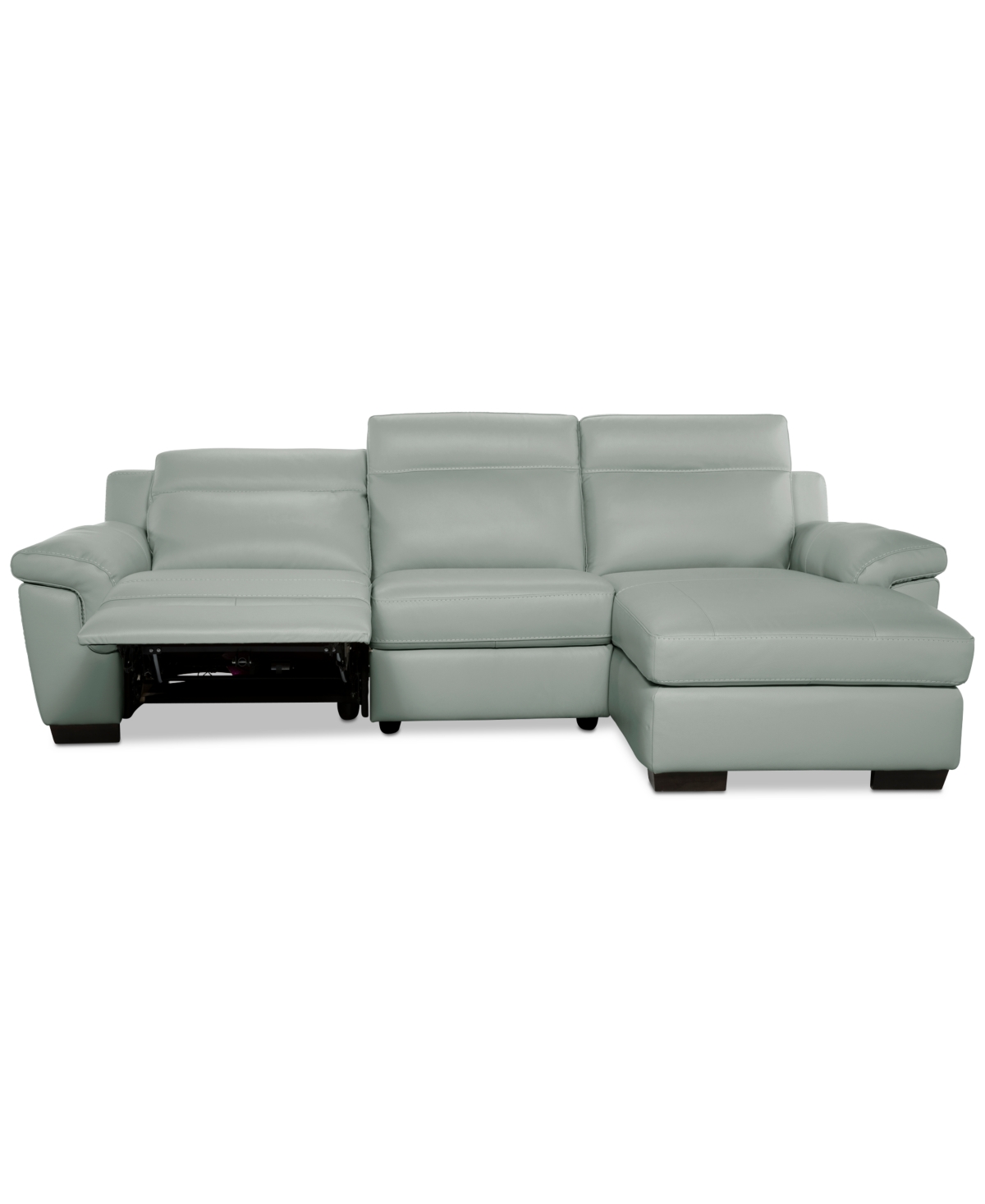 Macy's Julius Ii 3-pc. Leather Chaise Sectional With 1 Power Recliner,  Exclusive In Gray