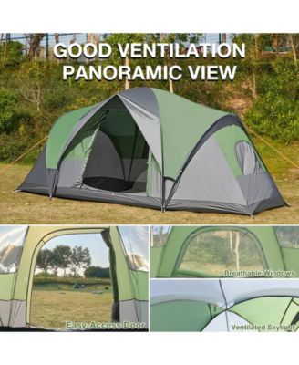5-6 Person Family Camping Tent, Waterproof 2-Room Dome Tent with Divider Curtain, Panoramic Windows & Carry Bag