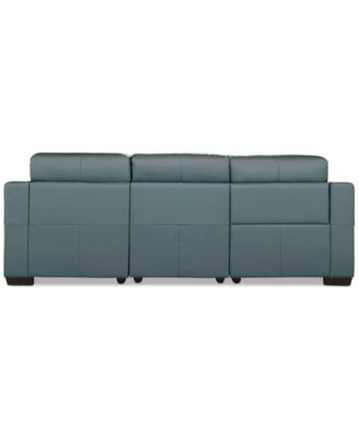 Julius II 3-Pc. Leather Chaise Sectional with 1 Power Recliner, Macy's Exclusive