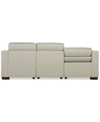 Julius II 3-Pc. Leather Chaise Sectional with 1 Power Recliner, Macy's Exclusive