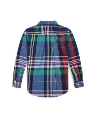 Toddler and Little Boys Plaid Oxford Shirt
