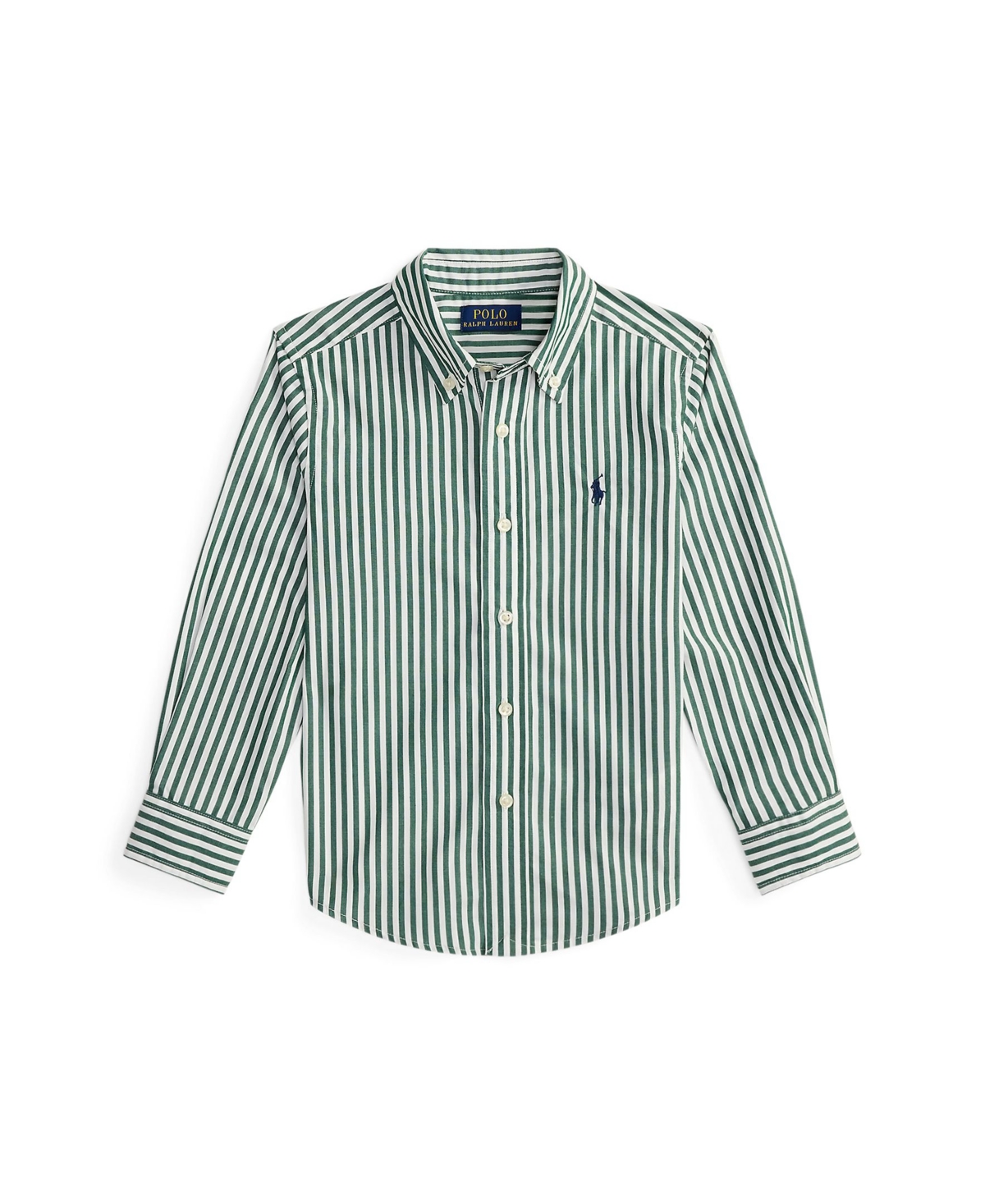 Polo Ralph Lauren Toddler And Little Boys Striped Cotton Poplin Shirt In Green