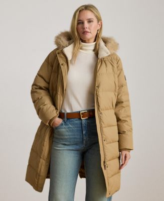 【Ralph Lauren】Faux-Fur Hooded Puffer Coat ◆国内発送◆ Lauren Ralph Lauren Plus Size Faux-Fur-Trim Hooded Puffer