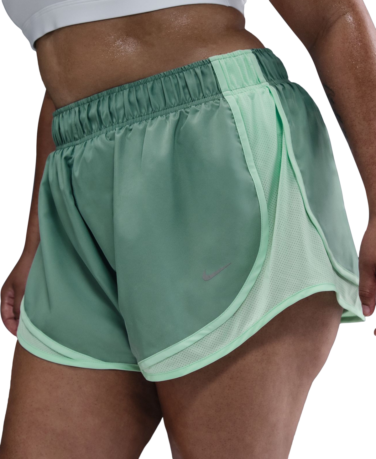 Nike Women's Tempo Dri-fit Mid-rise 3" Brief-lined Running Shorts (plus Size) In Green