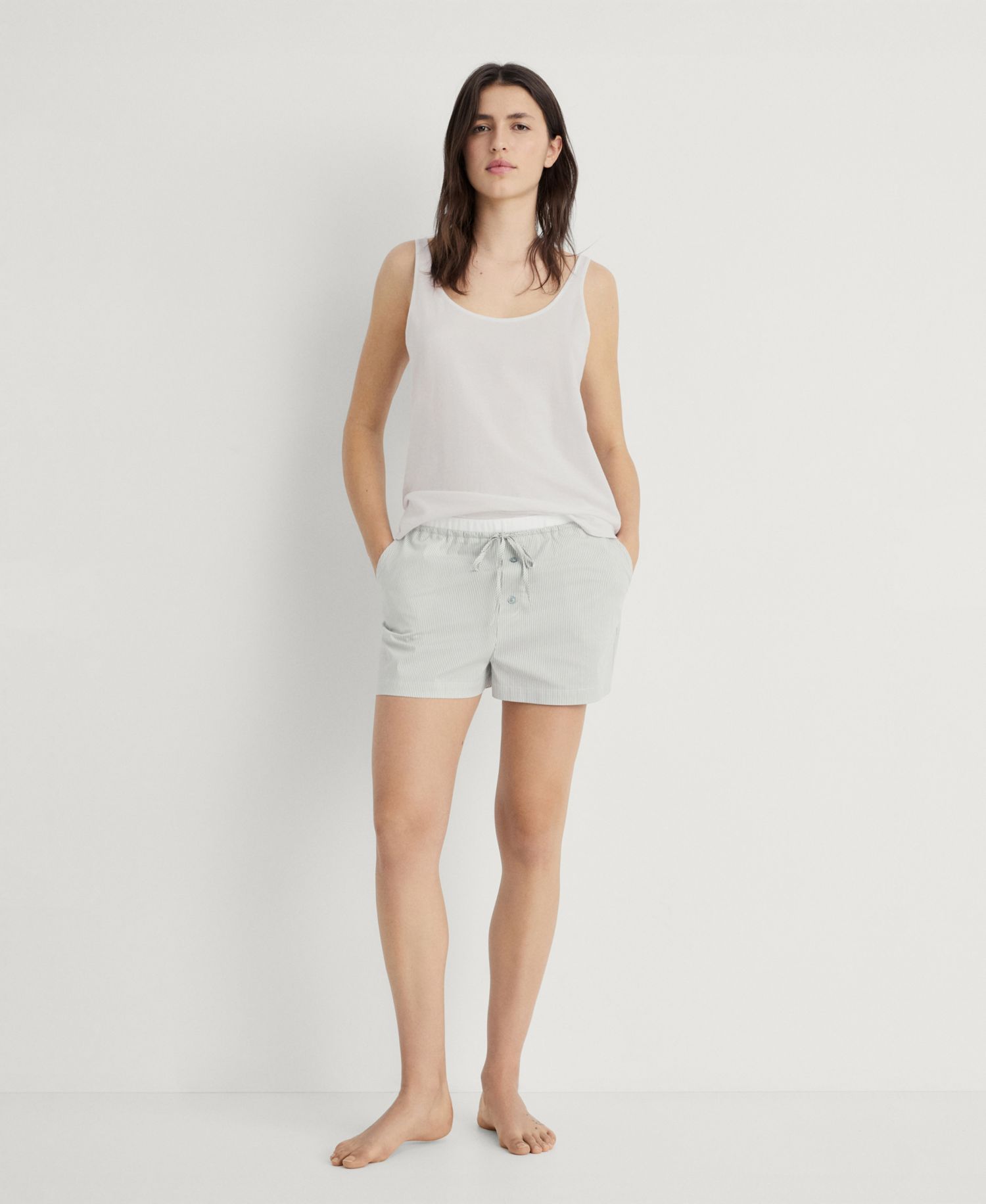 Women's Elasticated Detail Striped Pajama Shorts