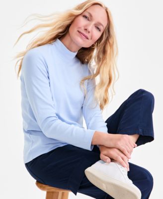 Women's Cotton Mock-Neck Long-Sleeve Tee