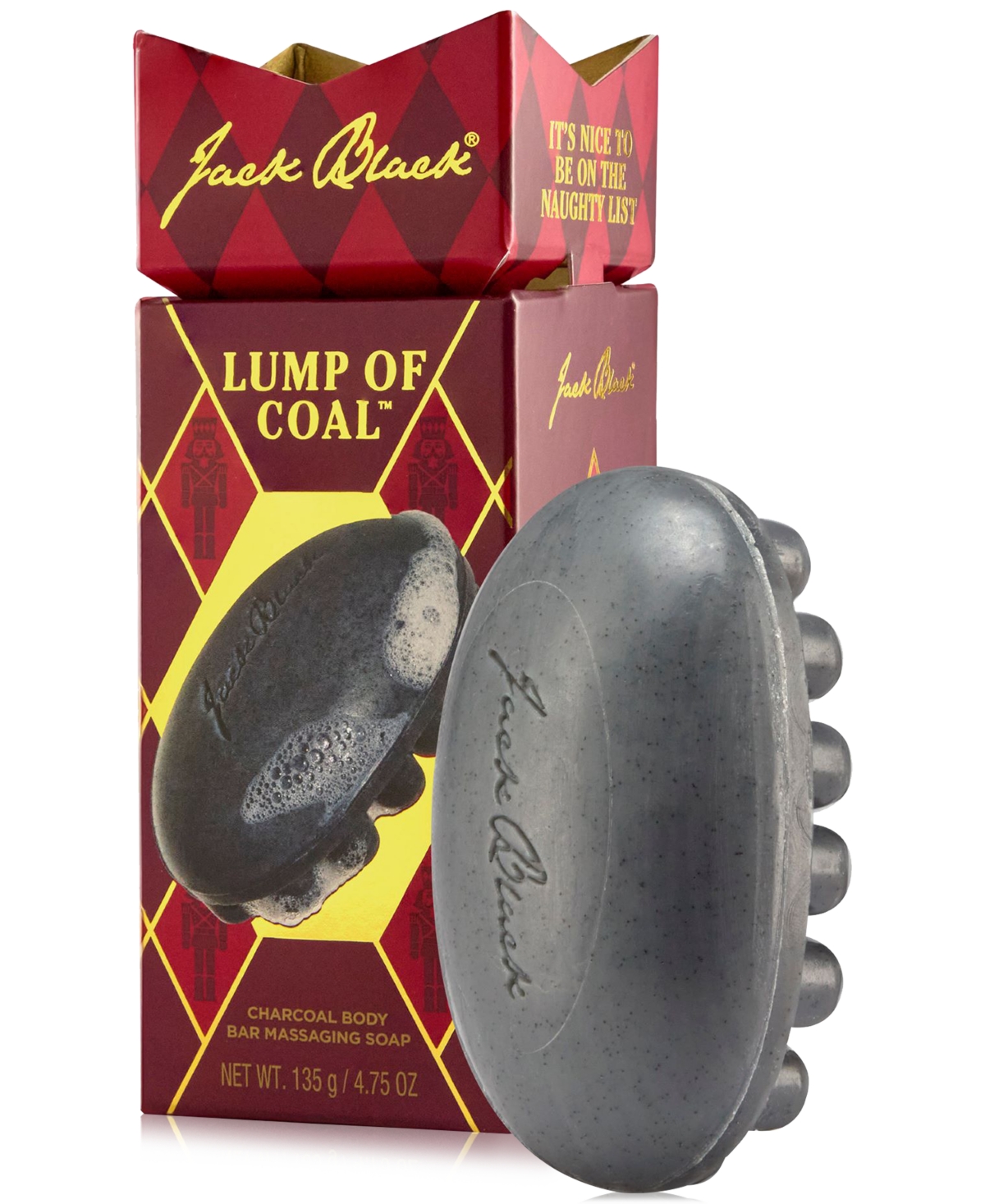 Jack Black Lump Of Coal Charcoal Body Bar Massaging Soap In Transparent