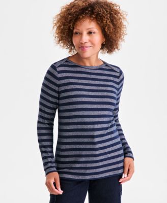 Style & Co - Women's Metallic-Stripe Long-Sleeve Top