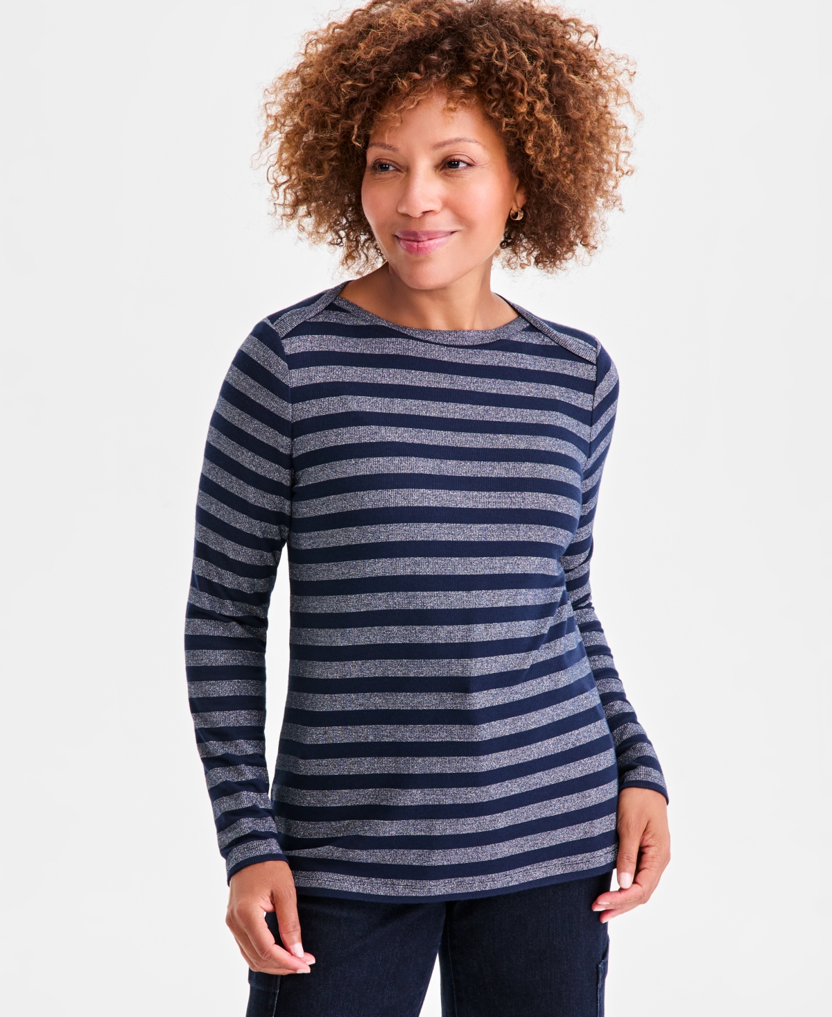 Style & Co Women's Printed Scoop Neck Long-Sleeve T-Shirt, Exclusively at Macy's