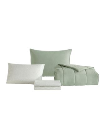 Washed Solid Reversible Plush 7-Pc. Comforter Set, Queen