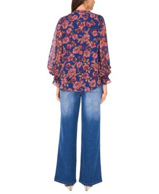 Women's Split-Neck Long-Sleeve Blouse