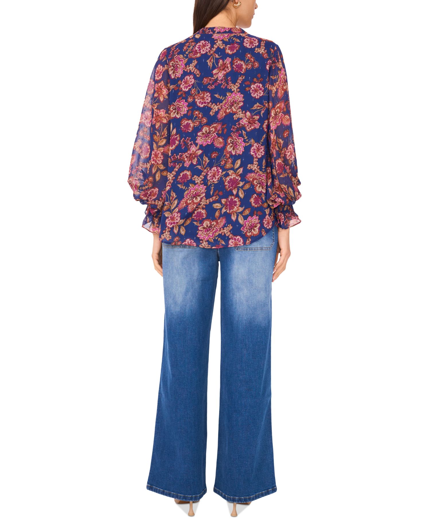 Women's Split-Neck Long-Sleeve Blouse