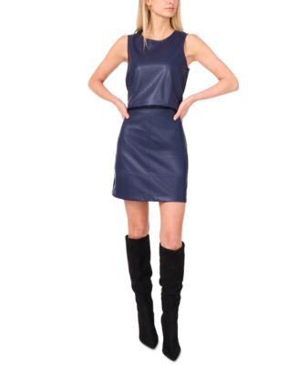 Women's Faux-Leather Seamed Mini Skirt