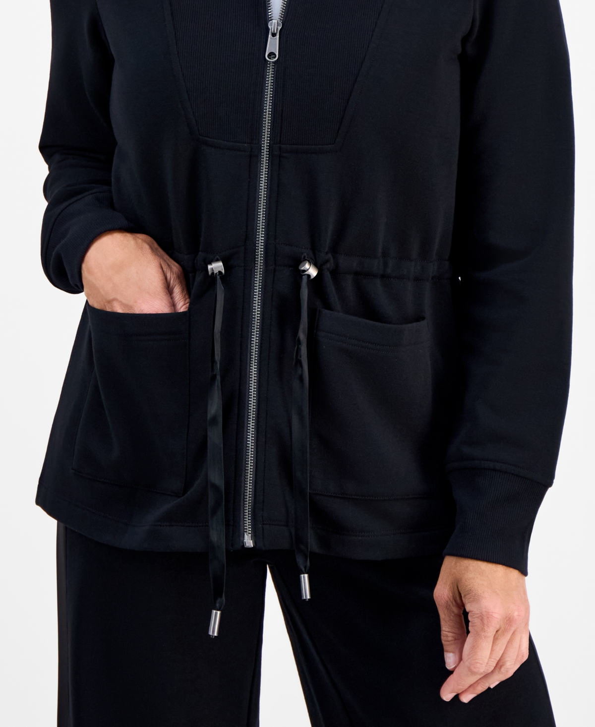 Style & Co Petite Cloud Fleece Full-zip Anorak Sweatshirt, Macy's Exclusive In Blue