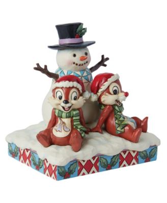 Chip and Dale with Snowman Figurine