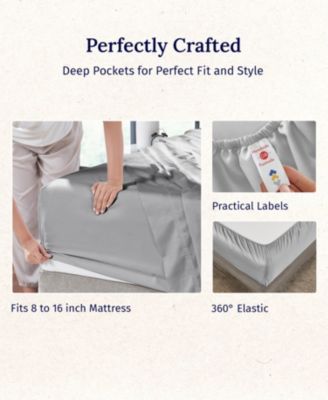 5-Star Luxury 600 Thread Count Cotton Sateen 4 Piece Sheet Set, California King