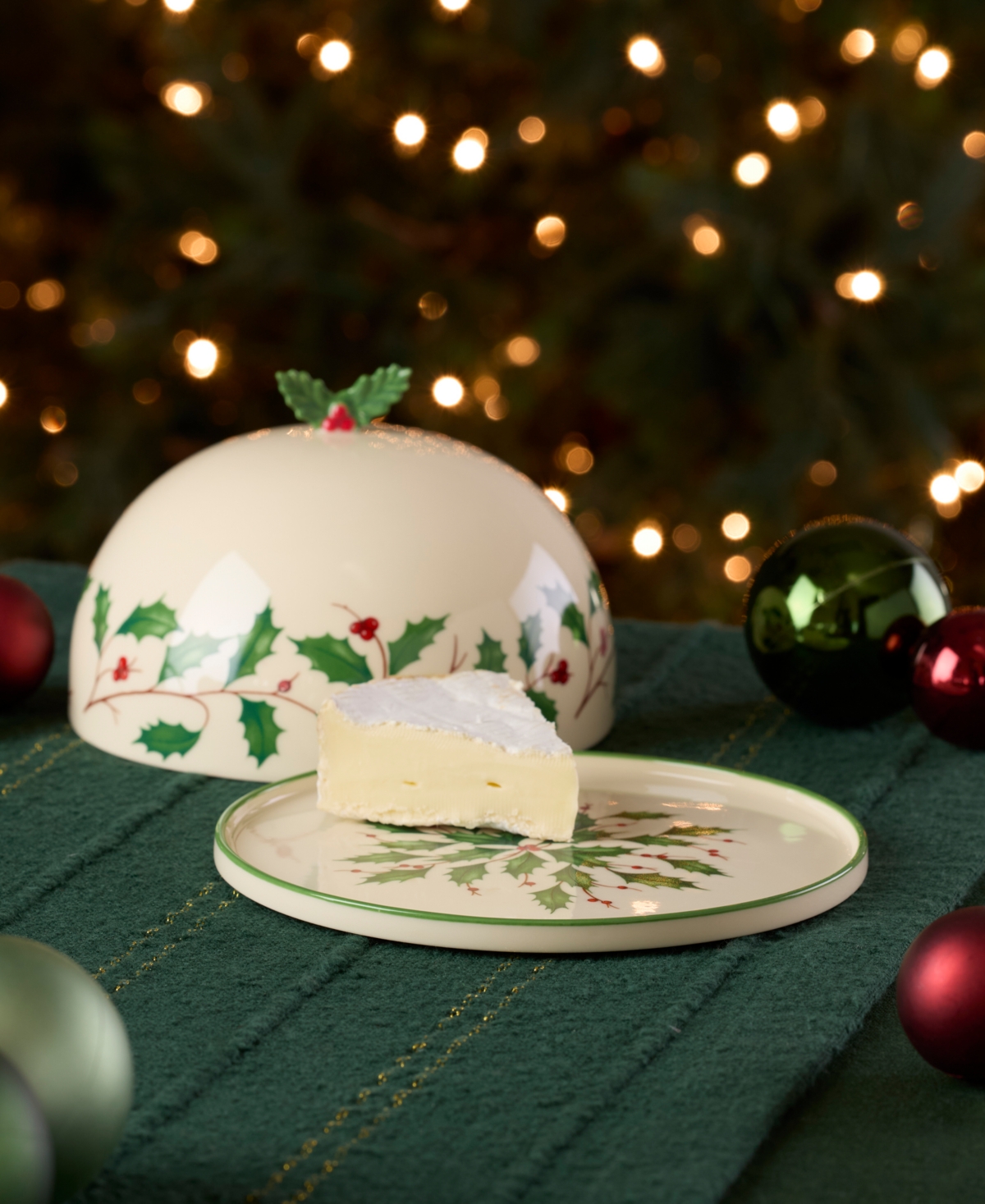 Lenox Holiday Small Covered Dish In Green