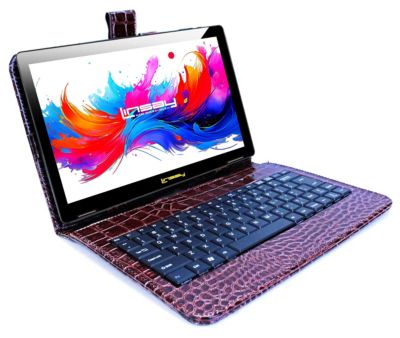 10.1" Octa Core 256GB Storage Android 15 Tablet with Brown Crocodile Keyboard