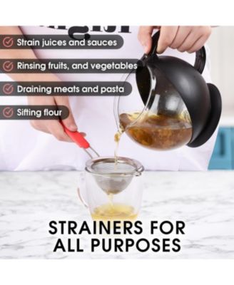 Set of 3 Premium Stainless Steel Fine Mesh Strainer with Non-Slip Handles