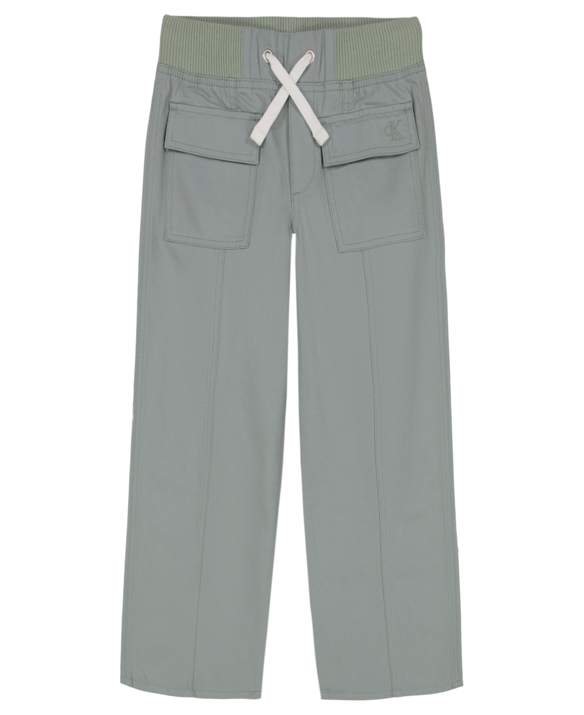 Calvin Klein Big Girls Twill Wide Leg Pants In Gray