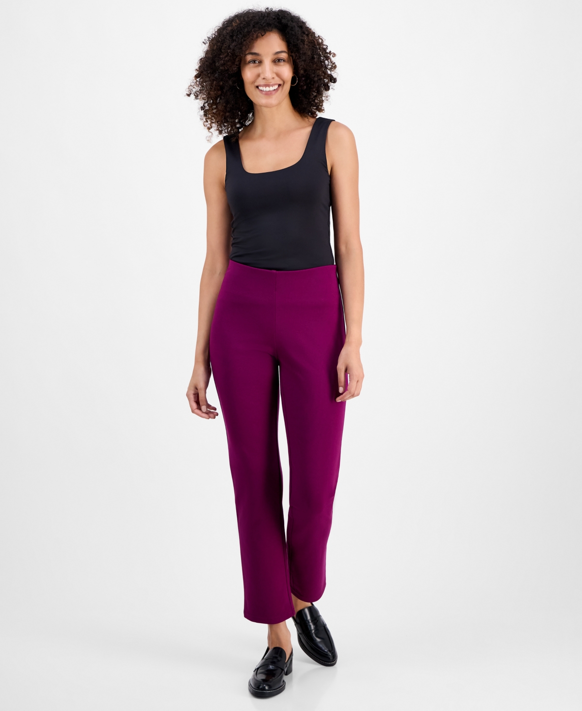 Jm Collection Petite Pull-on Ponte-knit Pants, Created For Macy's