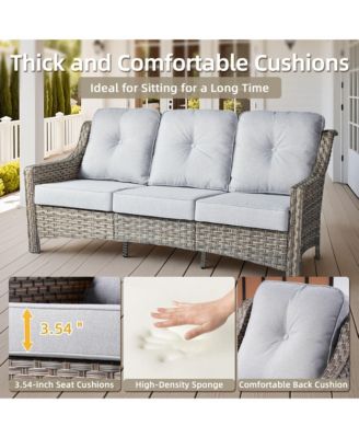 7 Piece Outdoor Patio Furniture with 42 inch Fire Pit,Swivel Rocking Chairs Coversation Set with Comfy Sectional Sofa,Wicker Ottoman