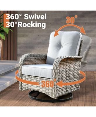 10 Piece Outdoor Patio Furniture with Swivel Chairs,All Weather Wicker Sectional Coversation Set with Solar Coffee Table, Single Modular Chairs