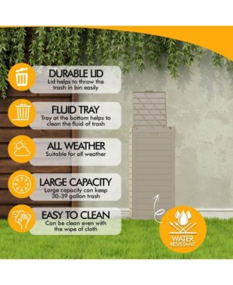 31 Gallon Large Outdoor Trash Can with Lid and Liquid Drawer