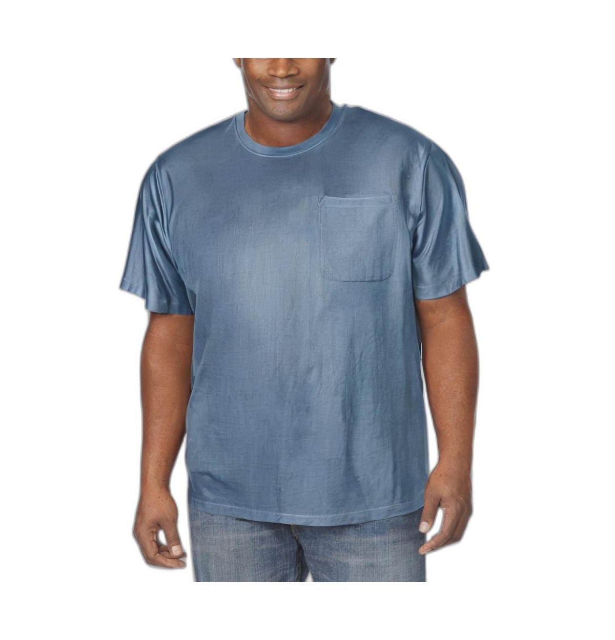 Big & Tall by KingSize Heavyweight Longer-Length Pocket Crewneck T-Shirt - Slate blue