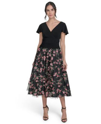 Jessica Howard - Women's Embroidered-Skirt Fit & Flare Dress