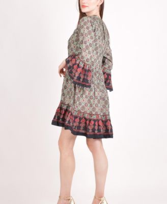 Women's Boho Green Mini Dress