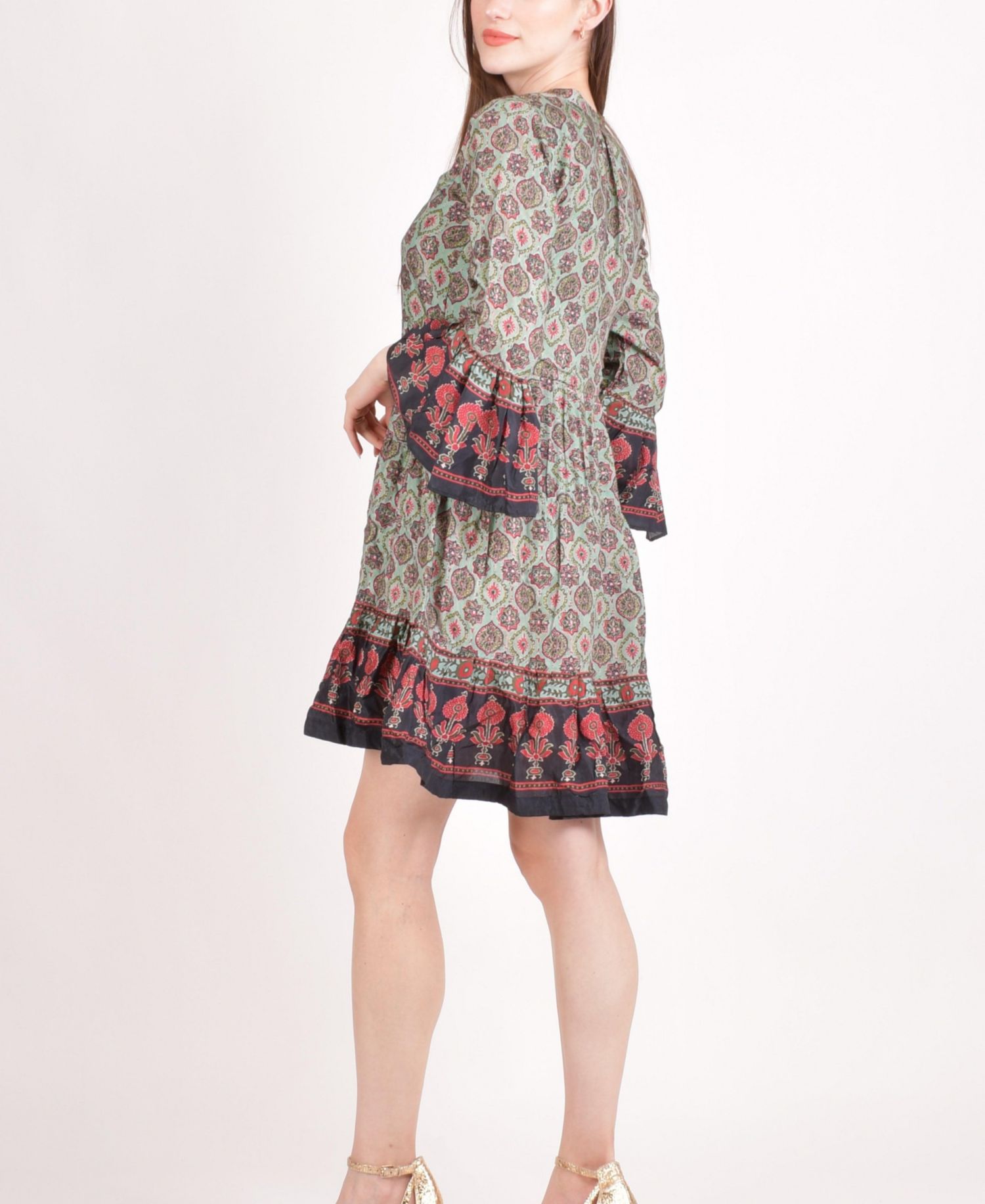 Women's Boho Green Mini Dress