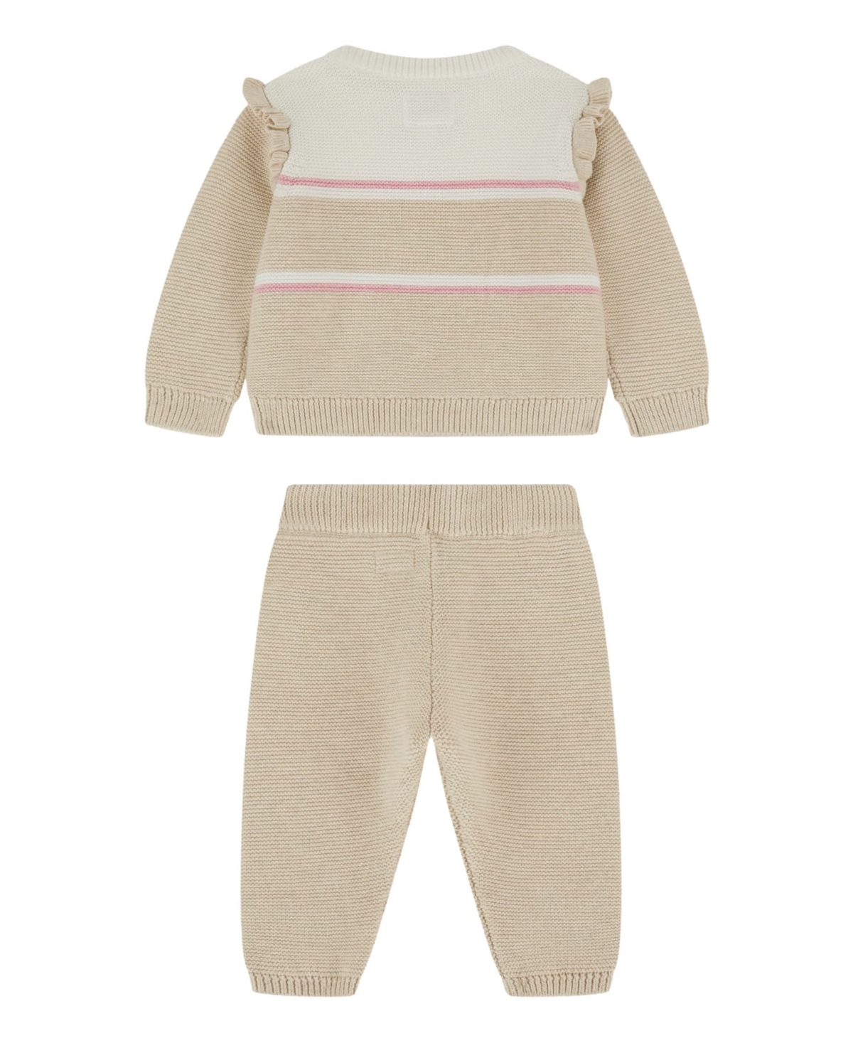 Guess Baby Boys 2-piece Brushed Velour Hooded Zip-up Sweatshirt And Sweatpants Set In Neutral