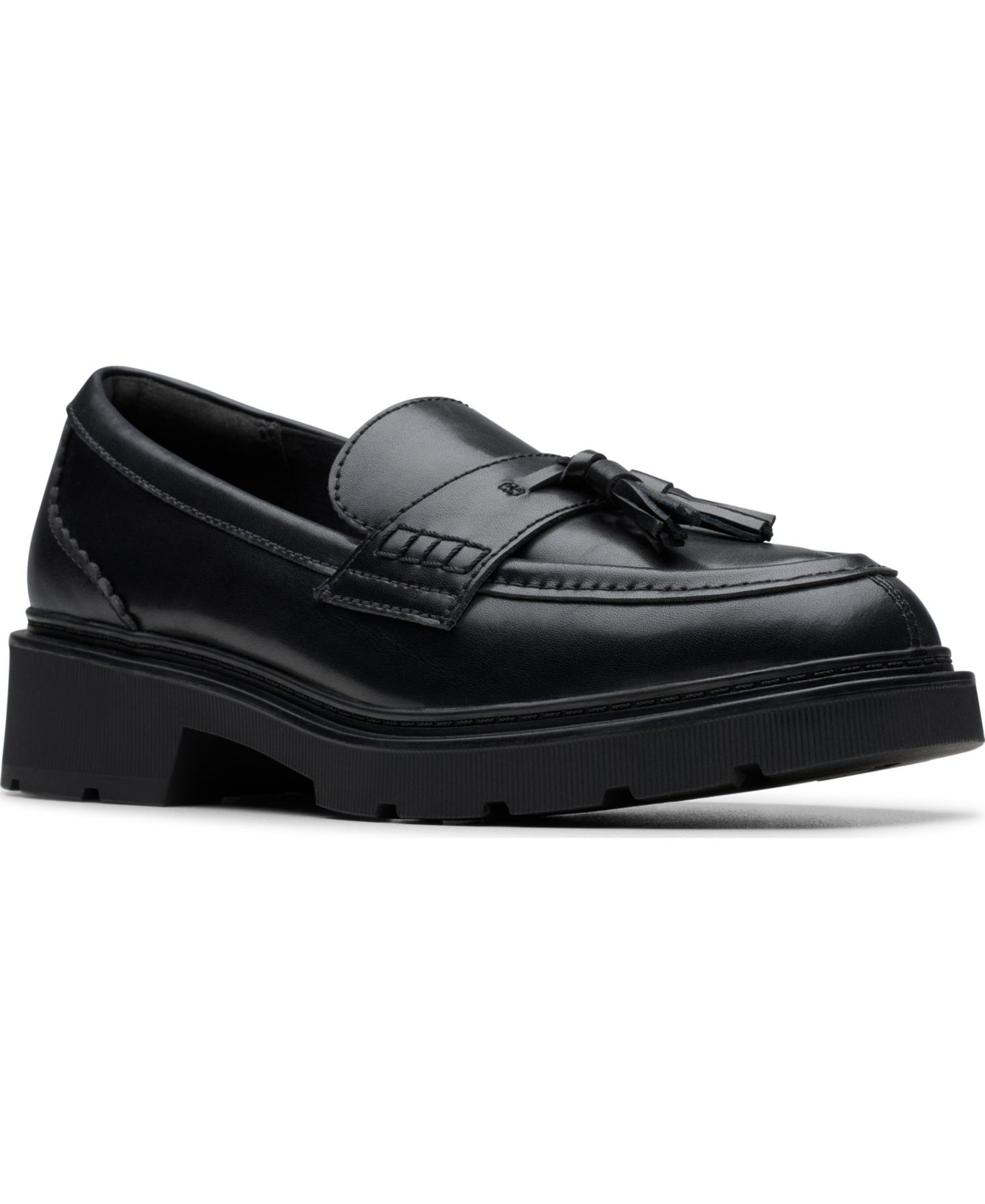 Женские туфли Clarks Lauryl Tassel Slip-On, цвет: Чёрный кожаный — фото 1