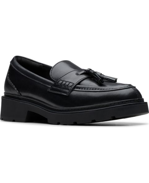 Женские туфли Clarks Lauryl Tassel Slip-On, цвет: Чёрный кожаный