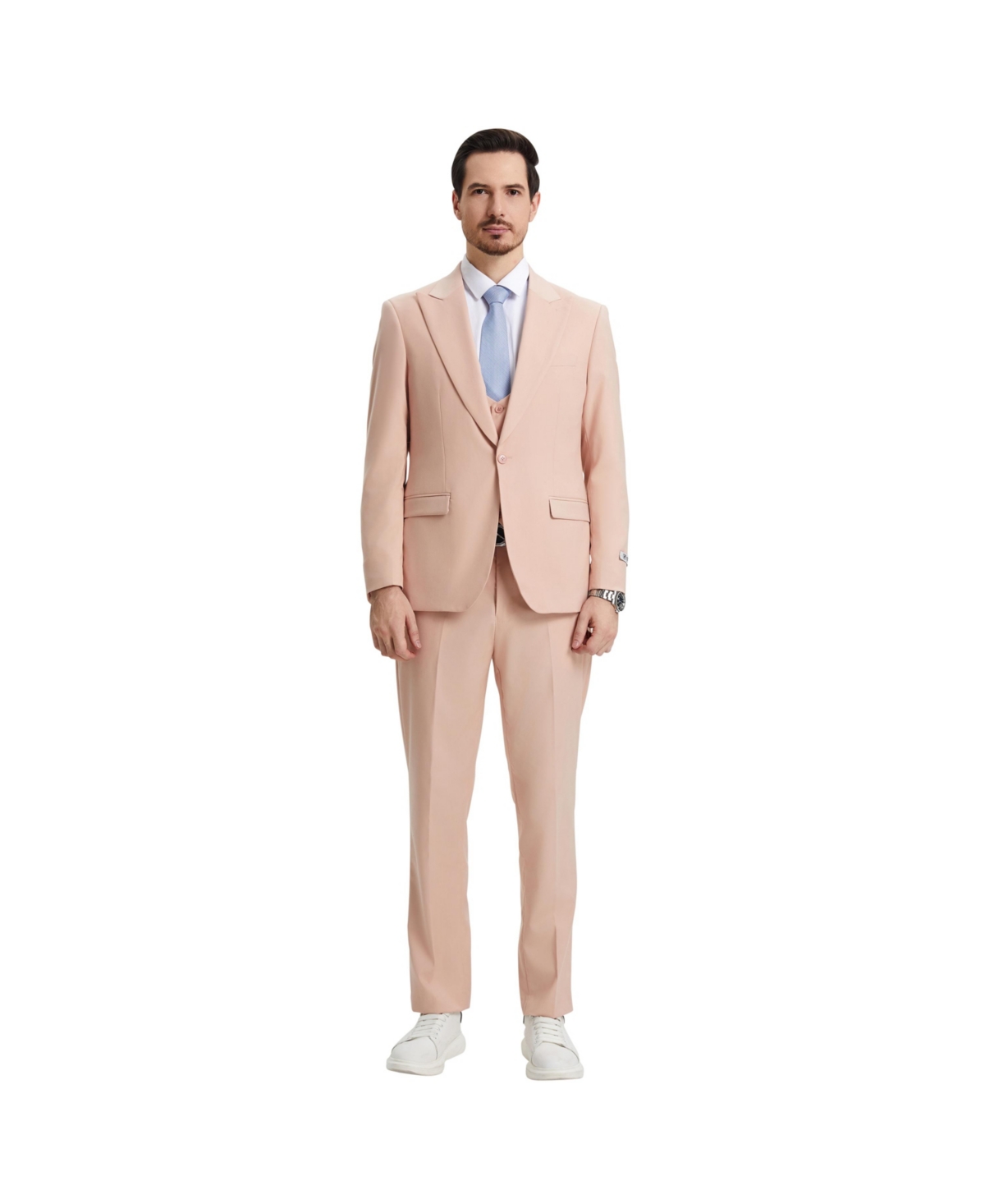 Men's Stacy Adams Hybrid-Fit 3pc Suit Set, Jacket Vest and Pants - Indigo