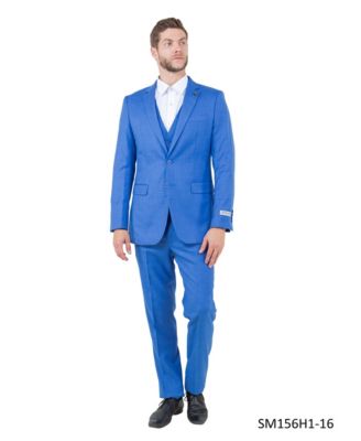 Men's Solid Textured 3-Piece Jacket With Solid Vest And Pants Suit Notch Lapel
