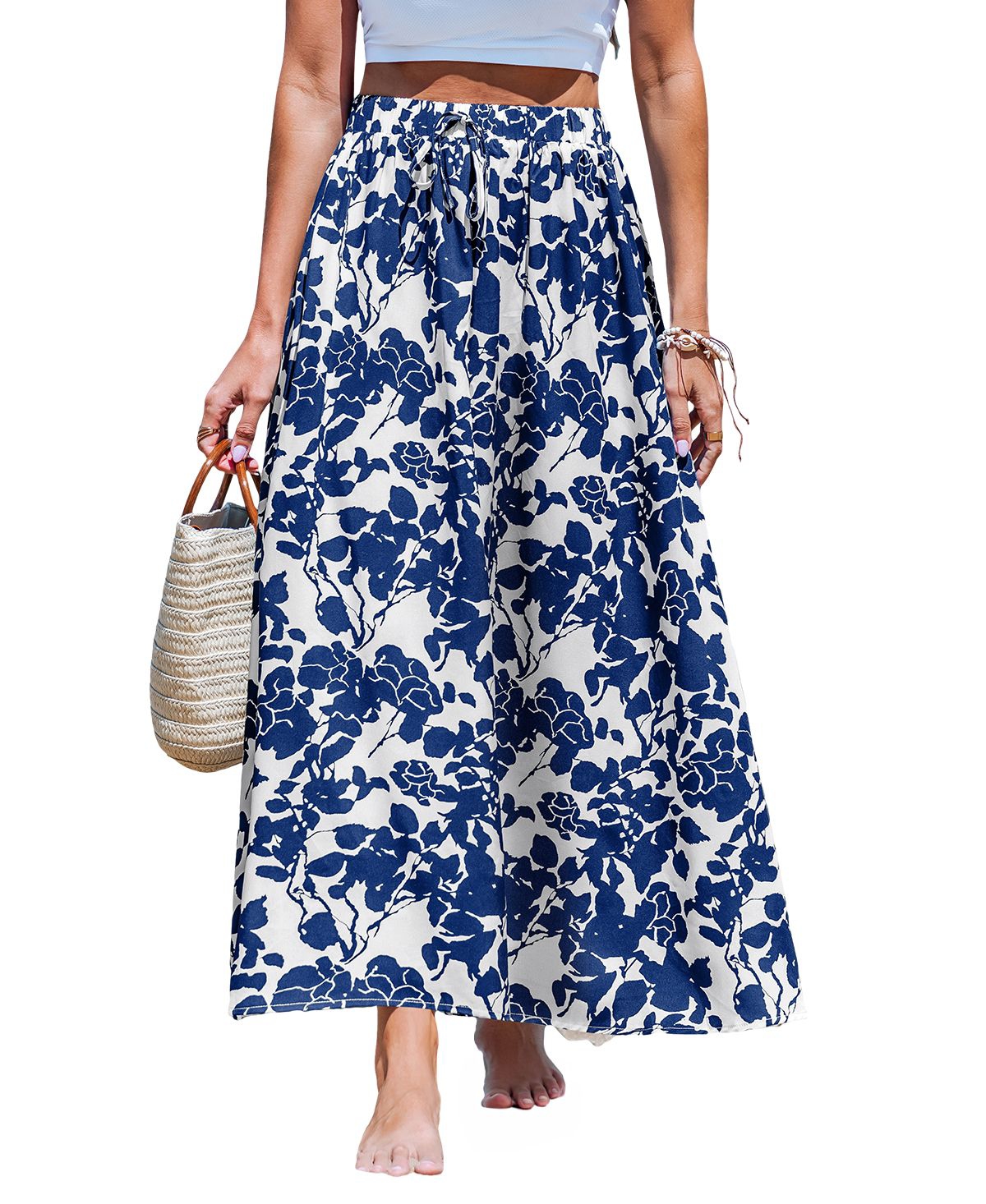 Women's Wildflower Sky Blue Midi Skirt - Medium blue
