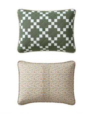 Diamond Floral Cotton Reversible 3-Pc. Quilt Set, Full/Queen