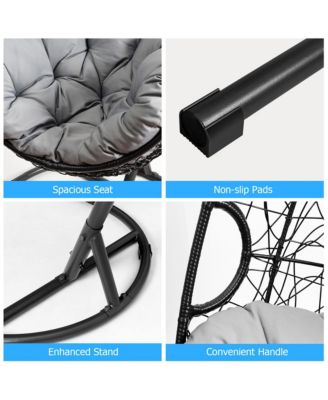 Hanging Hammock Chair Egg Swing Chair w/ Seat Cushion Pillow Stand