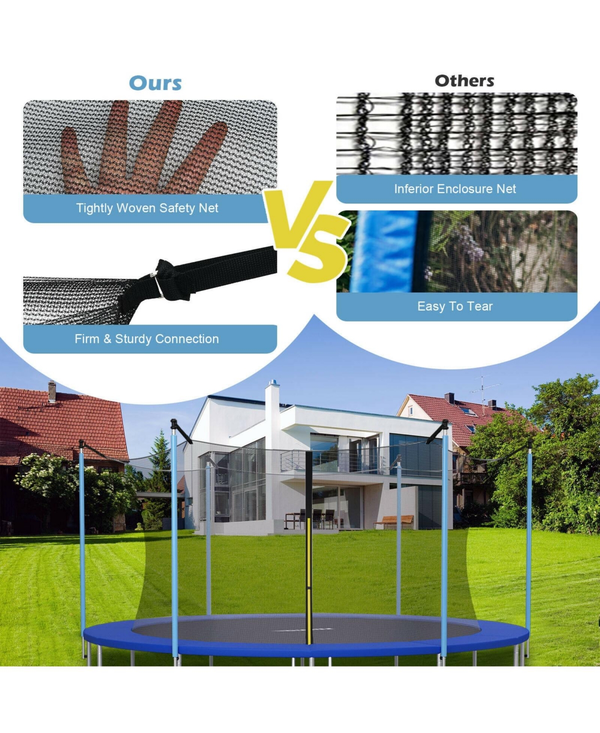 Replacement Weather-Resistant Trampoline Safety Enclosure Net