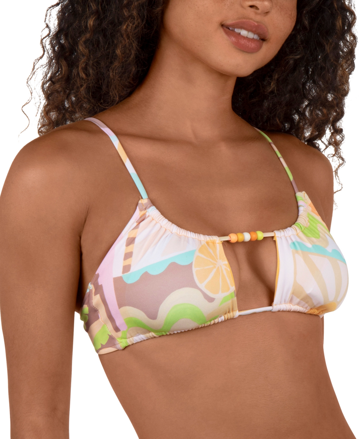 Hurley Juniors Vacay Dreams Bralette Bikini Top Side Tie Bottoms In Multi