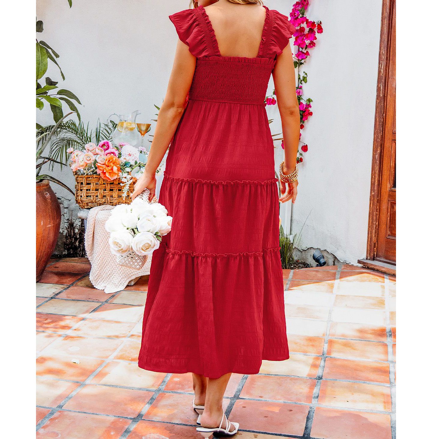 Женское платье Cupshe Spiced Cherry Red Midi Beach, цвет: Красный — фото 3