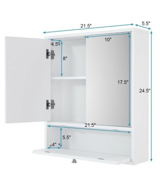 Double Door Wall-Mounted Bathroom Mirrored Medicine Cabinet