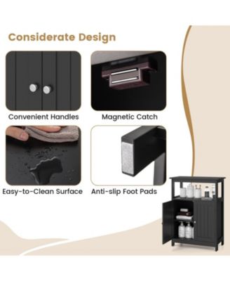Bathroom Floor Cabinet Freestanding Storage Organizer with Open Compartment