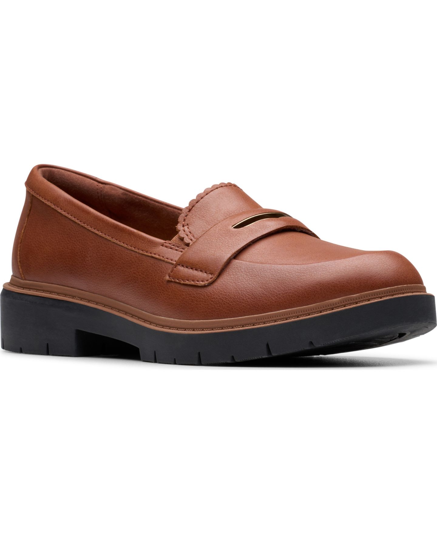 Женские туфли Clarks Westlynn Glow Slip-On, цвет: Рыжевато-коричневый кожаный — фото 1