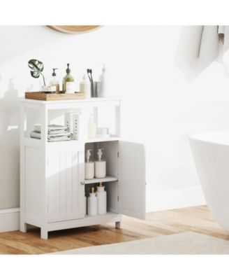 Bathroom Floor Cabinet Freestanding Storage Organizer with Open Compartment